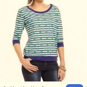 ANTHROPOLOGIE Porridge Polka Dot and Stripe Top